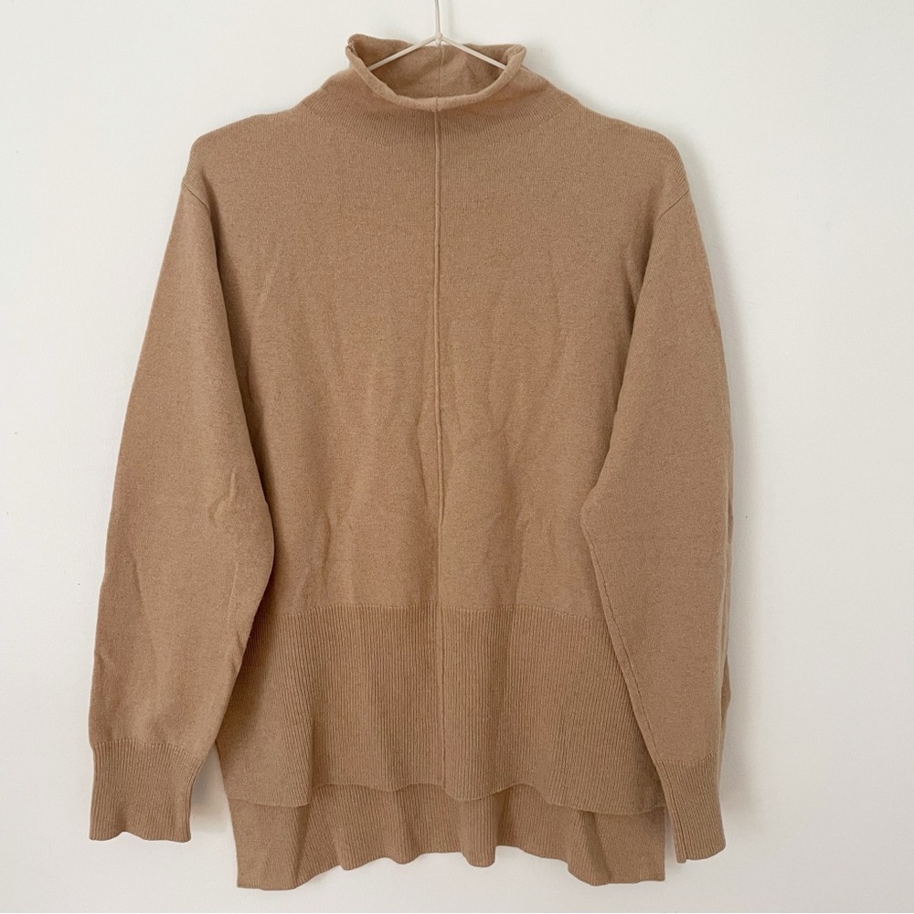 Gentle Herd cashmere and wool moc neck sweater in tan size M